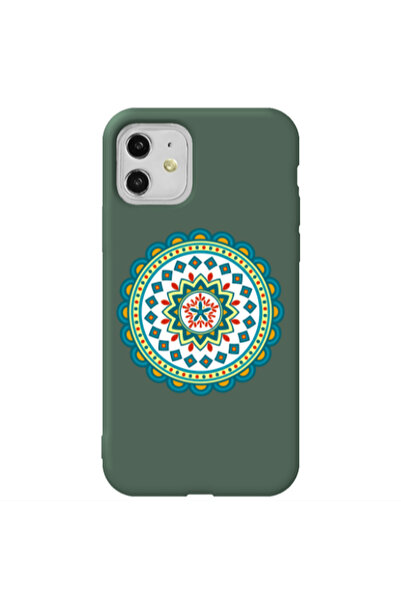 Other Apple iPhone 11 Mandala D11 Dark Green Colored Silicone TPU Θήκη