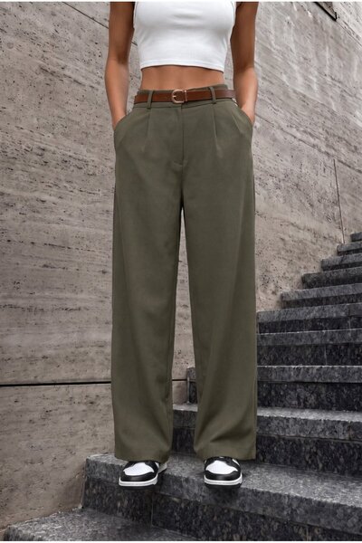 BİKELİFE Γυναικείο παντελόνι Palazzo με ζώνη, oversized, με ελαστική μέση