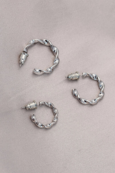 ARMÜZ Auger Model Silver Metal Earring Set