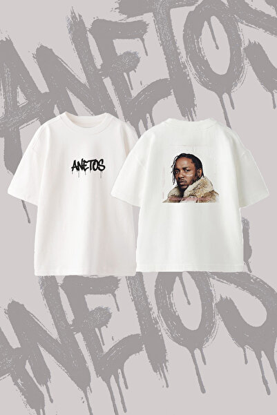 Anetos Kendrick Lamar_3 Design Printed Oversize Crew Neck T-Shirt White
