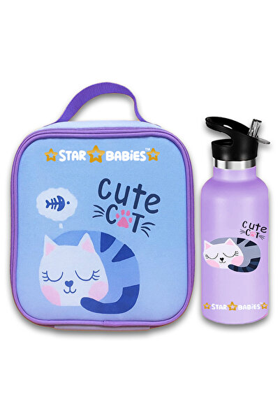 STAR BABiES Cute Cat Themed Bento Lunch Bag , Toddler-Friendly, 3 Years+, Eas...