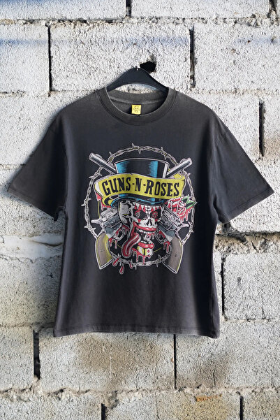 Overdrive Guns N' Roses Appetite for Destruction Acid Yıkamalı Siyah Unisex O...
