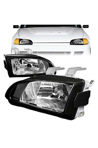 Depo Σετ Εμπρόσθιων Προβολέων για Honda Civic 91-95 2D/3D Μαύρο Διαφανές H4 Χ...