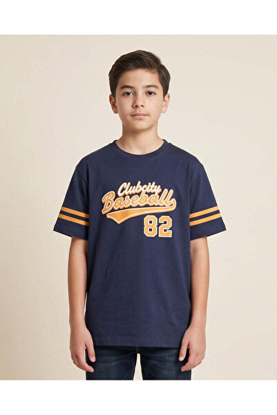 REDTAG Senior Boy Navy Graphic T Shirt