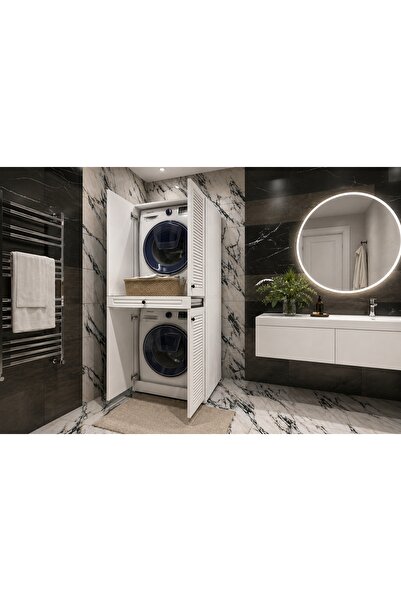 Vivense STİL ÇAMAŞIR MAKİNASI VE KURUTMA MAKİNASI DOLABI, CODE 02, BEYAZ