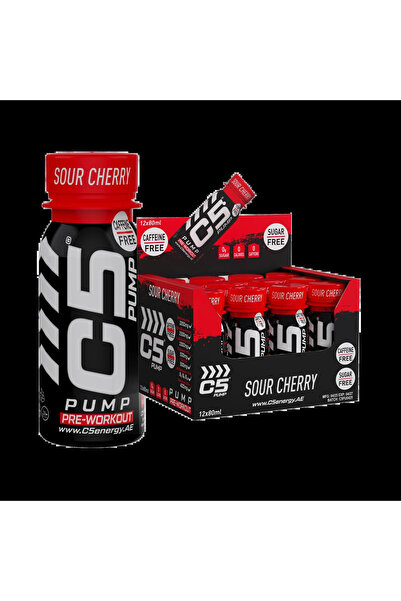 C5 PUMP Shot Pre - Workout, Caffeine - Free (Pack of 12, Sour Cherry) - Pre-W...