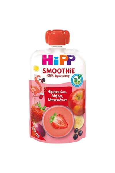 Hipp Βιολογικό Σμούθι Φράουλα, Μήλο & Μπανάνα, 120ml