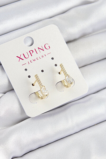 ARMÜZ أقراط Xuping Zircon Stone I موديل ذهبي اللون للنساء