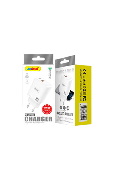 Andowl Φορτιστής Χωρίς Καλώδιο με Θύρα USB-A και Θύρα USB-C, Παροχή Ισχύος 25...