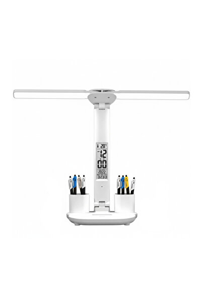 YBOSHOP Lampa LED de birou pliabila cu organizator, touch, USB si afisaj digi...