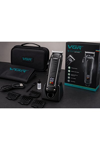 VGR Mașină de tuns profesională V-653 – Acumulator 2000mAh, Display LED, Staț...