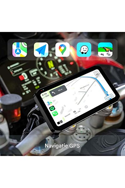 CerCip Navigație MOTO MT9, CarPlay/Android Auto, Octa-Core, GPS, Rezistență la apă IP67, Camere 2K, Senzori de presiune anvelope, Wi-Fi, BSD, 6.25 inch, Tactil, Mirror Link