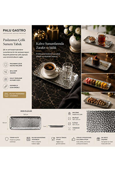 PALU GASTRO Stainless Steel Small Presentation Plate – Elegance in Coffee Pre...