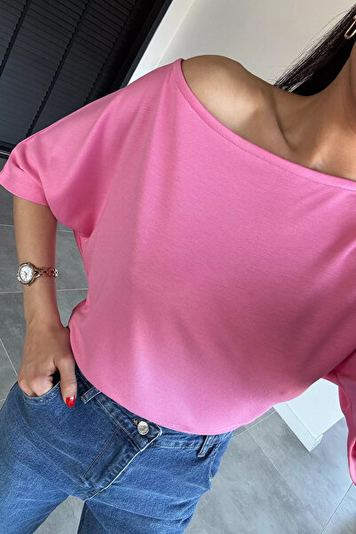 Aryena Pink Women's Boat Neck Blouse