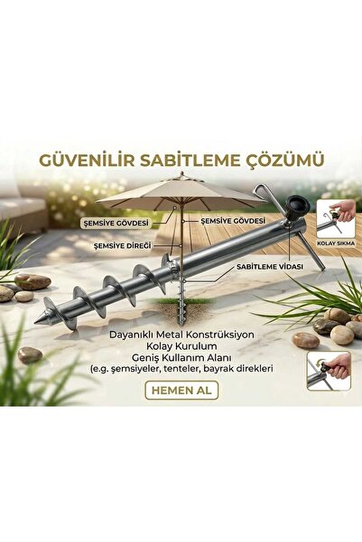 Leva House METAL UNİVERSAL PLAJ ŞEMSİYE SABİTLEYİCİ 45Cm