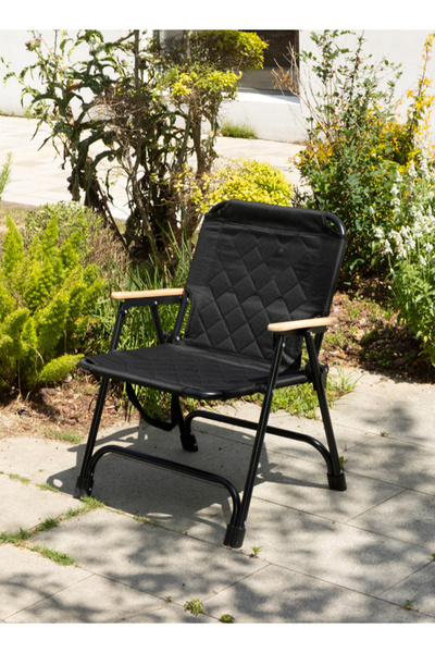 Lawazim Folding Camping Chair 58x47x73cm with Stable Iron Frame, Armrests and...