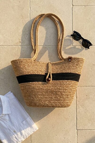 I Love Shoes Astoria Bitter Brown Jute Women's Beach Bag