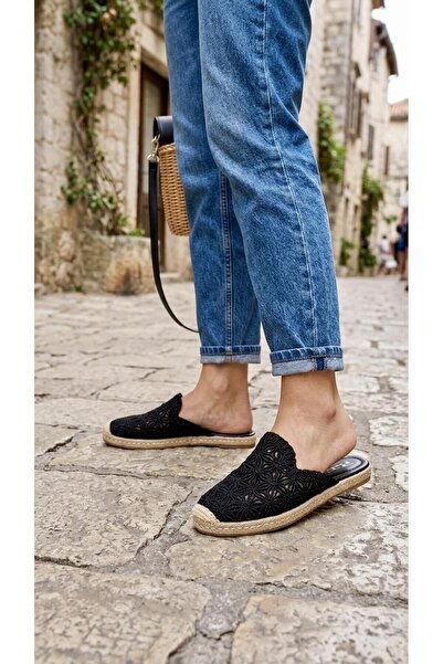 PUNTO 542070 Floral Motif Straw Sole Espadrille Slippers