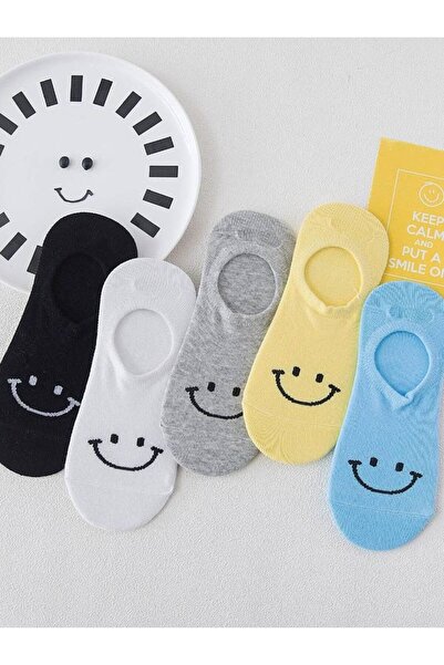 SBA SOCKS 5-Pack Women's Smiling Face Patterned Ballerina Socks