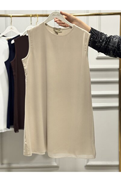 EFRAZE 566 Sleeveless Chiffon Front Undergarment Beige
