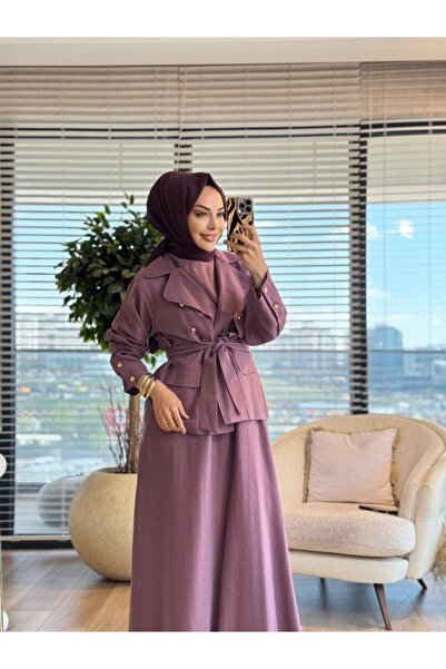 ALANURMODA 4463 طقم ملابس مكون من قطعتين مع سترة علوية بلون البرقوق