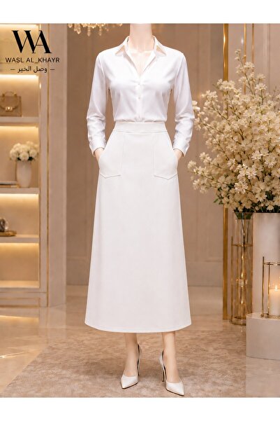 WASL ALKHAIR Women's Straight-Cut Skirt with Front Pockets – Stylish and Func...