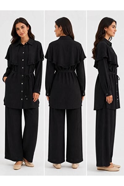 PAYİNİ 547-115 Women's Ruffled Detail Tight Suit