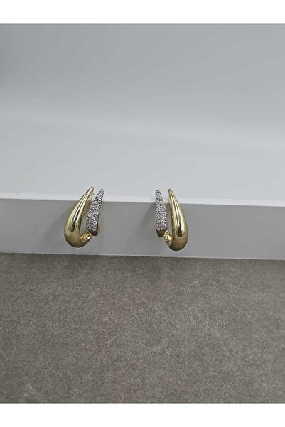 YUGENCONCEPT Vip Series Stone Interlocking Double Hoop Earrings Gold Silver