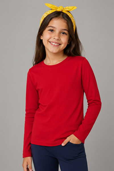 KİAGU T-Shirt Uzun Kol Kırmızı Basic Tsort - Terletmeyen Esnek Kumaş Pamuklu ...
