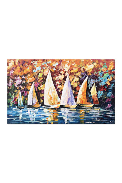 artnova Ръчно рисувана картина, Ветроходни платноходки, 100x60см маслена на п...