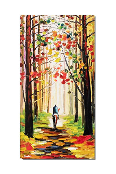 artnova Ръчно рисувана картина, Ездач през гората, 80x40см, маслена на платно...