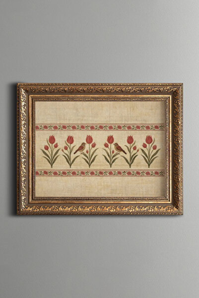 epiqart Tulip and Bird Motif - Vintage Patterned Painting - Thick Model