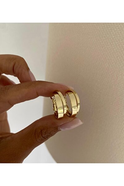 Bade Jewelry أقراط FD Gold ذات التصميم الأساسي المكونة من قطعتين من الفولاذ ا...