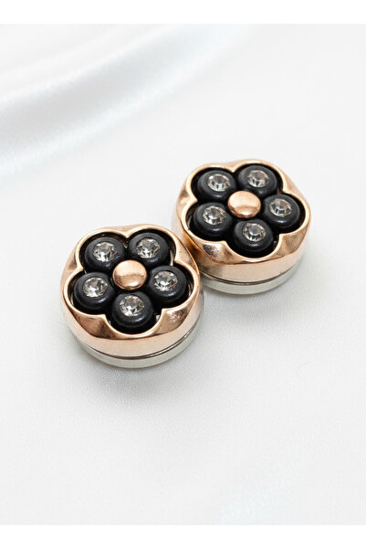 Gül İpek Moda Mıknatıslı Şal Tutucu Ve Eşarp Klips çap 12 mm Çiçek Desenli Kr...