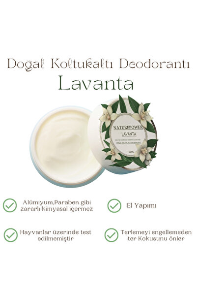 naturepower %100 Doğal Krem Deodorant Ter Kokusu Önleyici Koltuk Altı Lavanta...