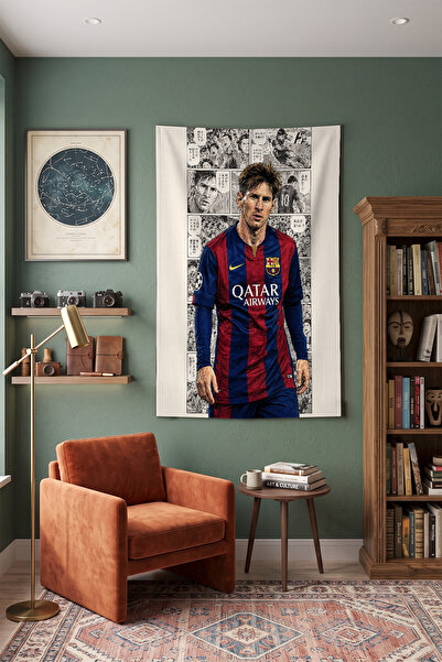 Milura Lionel Messi Duvar Örtüsü – Modern Dekoratif Kaliteli Kumaş Tapestry D...