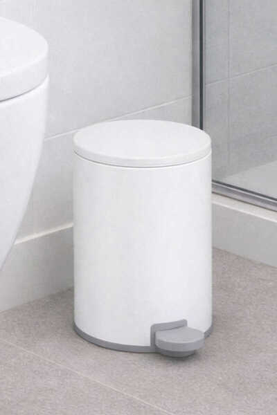 pirimanova Cigo 3 LT Banyo Mutfak Ofis Çelik Çöp Kovası - Mat Beyaz