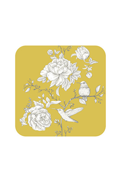Rosivella Rose Glow Yellow 6-Piece Cup & Tray Mat Set