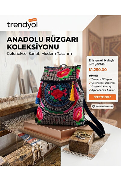 Generic Brand Ethnic Embroidered Floral Patterned Women's Backpack with Color...