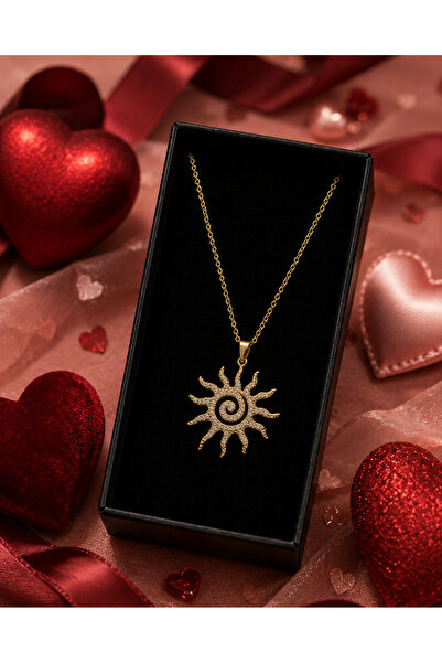 PULİNİN DÜKKANI Gold Color Women's Necklace with Steel Sun Figure – Tarnish-R...