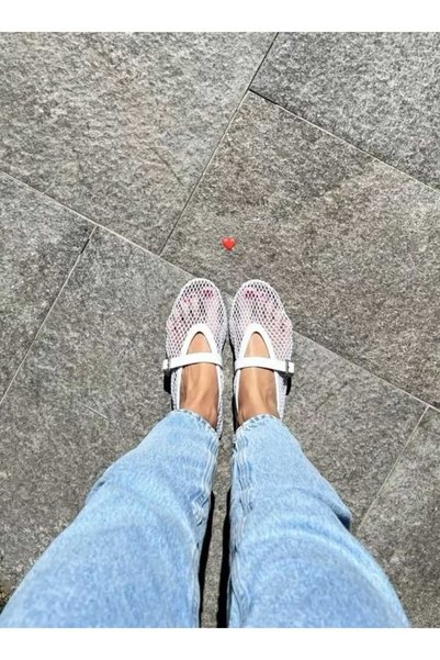Mira style Loana Lace White Ballet Flats Flat Sole