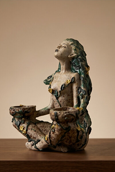 GAIAZENIUM Gaia Meditasyon Dekoratif Heykel Obje 20x16 cm | El Yapımı Doğal T...