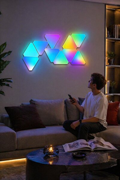 Generic 12 قطعة من لوحات الإضاءة الذكية البلاستيكية RGBIC LED للجدران مع تحكم...