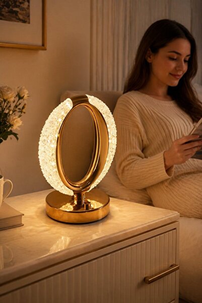 Generic 1 Acrylic Rechargeable Touch LED Table Lamp 3 Color Dimmable Crystal ...