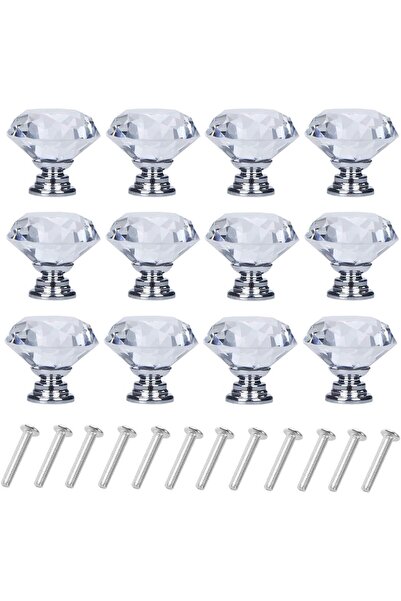 Arabest 12 Pack Drawer Knobs,Diamond Shaped Crystal Glass Cabinet Pull Handle...