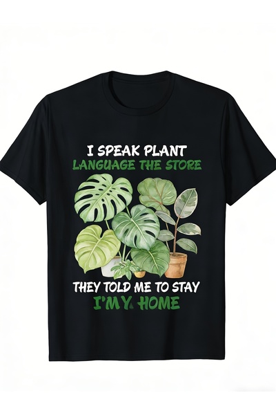 Ekim11 I Speak Language Plant Parent Funny Unique Men Casual Cotton Tops Roun...