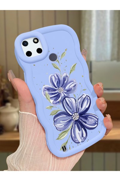 Hontinga Realme C21Y Compatible Case Camera Protector Blue Silicone Couple Ph...