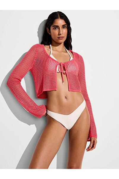 Victoria's Secret Beachwear Önden Bağlamalı Uzun Kollu File Üst