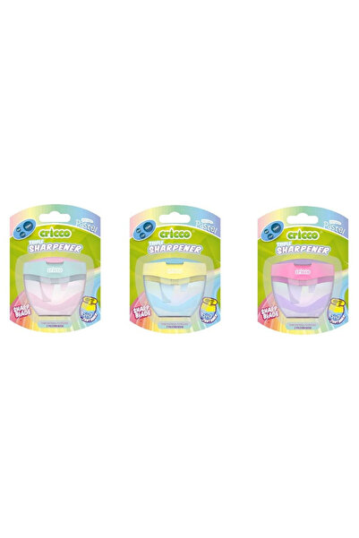 Cricco Ascutitoare tripla/tempera Pastel mix, cu recipient, pentru creioane 8...