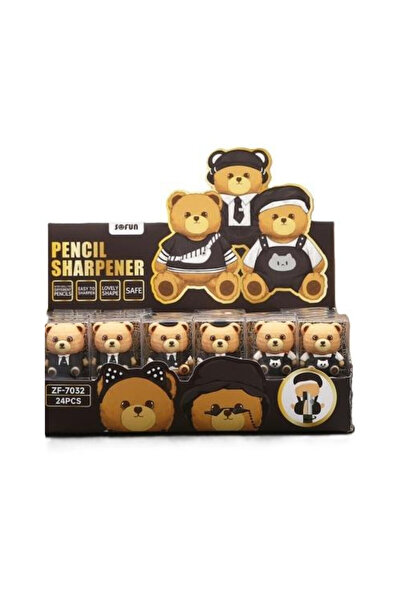 CRESCO Ascutitoare creion Bear, blister, cu design ursulet, maro, 24 bucati